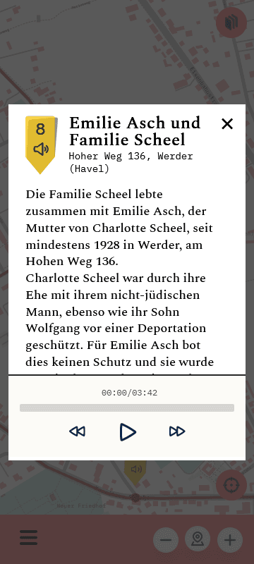 Eintrag zum Schicksal von Emilie Asch und Familie Scheel, Smartphone-Version