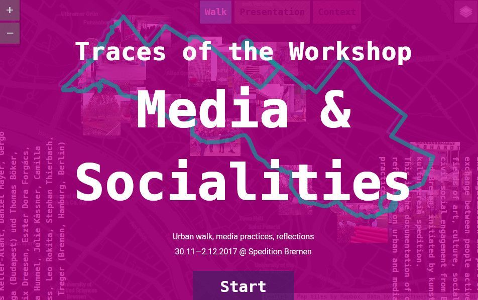 Startseite der Website Media and Socialities, in englischer Sprache