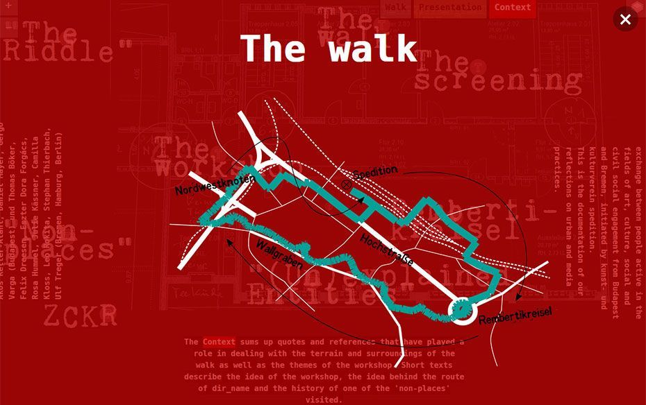 Unterseite der Website Media and Socialities mit einer gezeichneten Karte der Bahnhofsvorstadt in Bremen