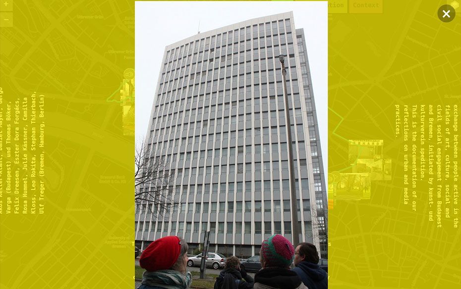 Unterseite der Website Media and Socialities mit einer Fotografie eines Hochhauses