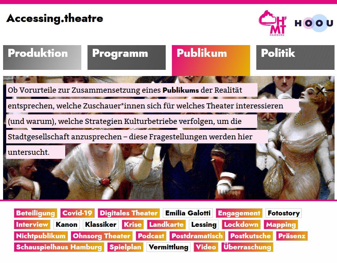 Unterseite der Website Accessing.theater zum Thema „Publikum“