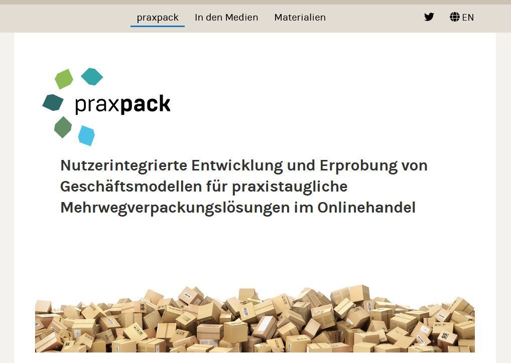 Startseite der Website Praxpack