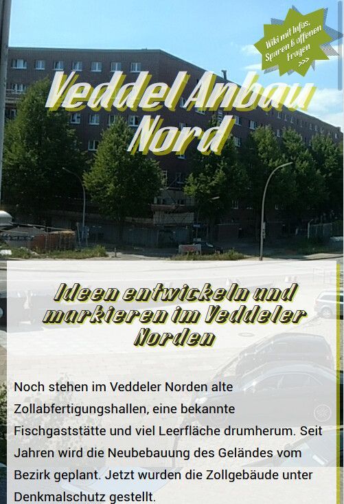 Startseite der Website Veddel Anbau Nord, Smartphone-Version